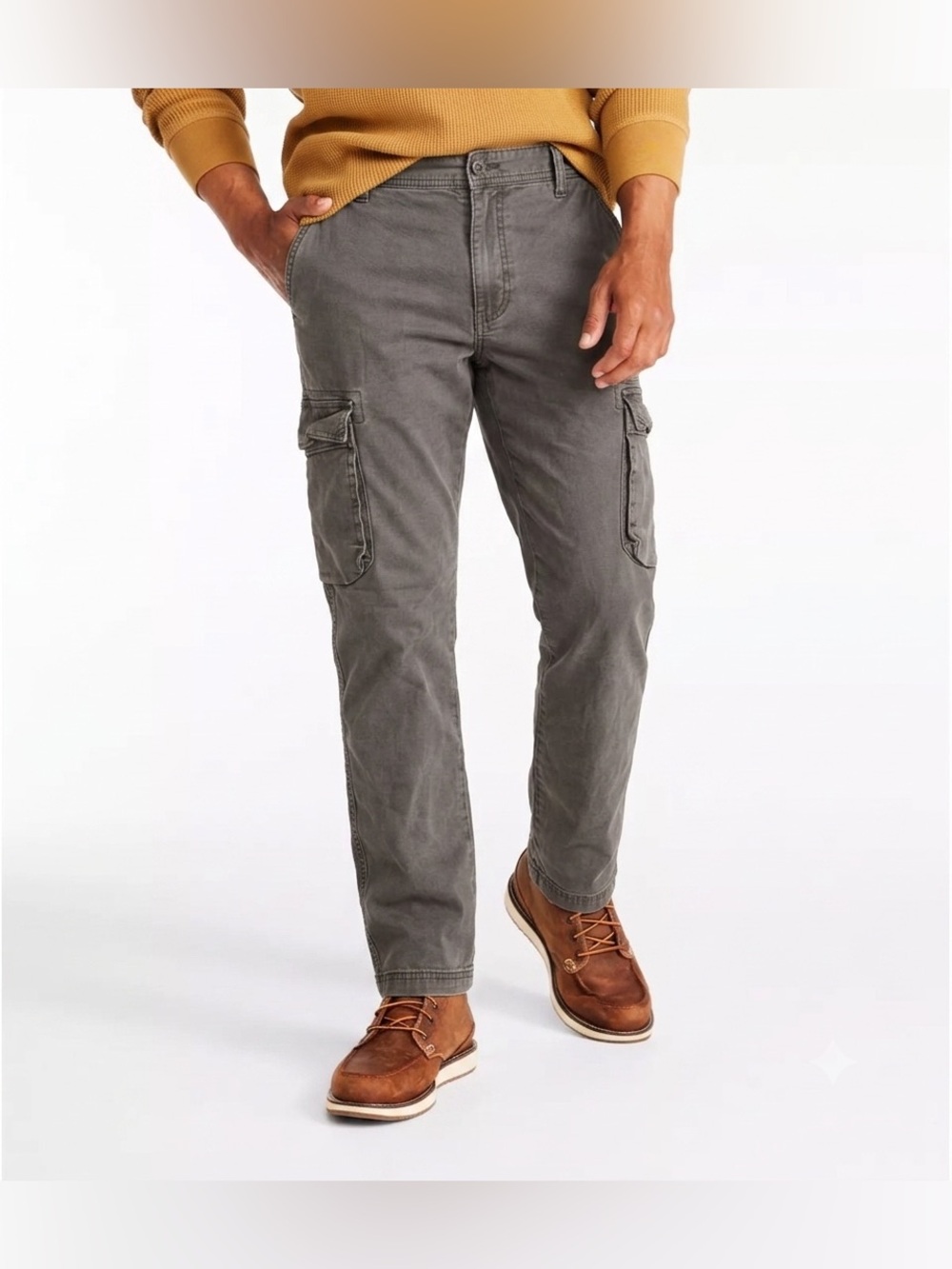 L.L. Bean Men's BeanFlex Canvas Pants Cargo 2.0 Straight Leg Taupe 36x29